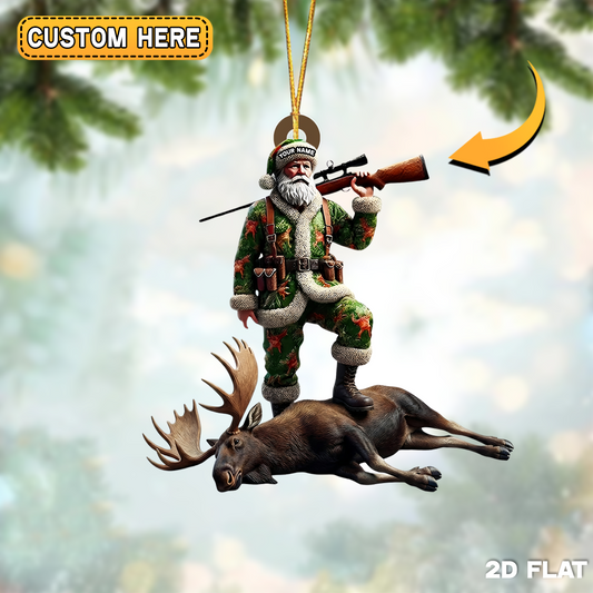 Joycorners Personalized Santa Hunting Christmas Ornament