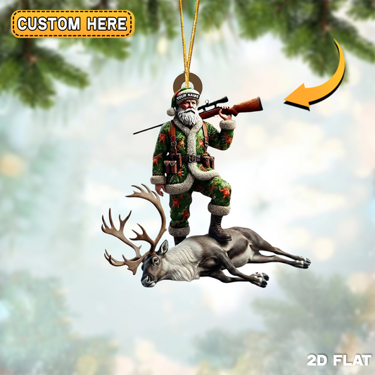 Joycorners Personalized Santa Hunting Christmas Ornament