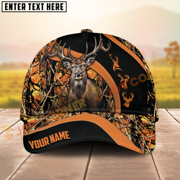 Joycorner Classic Deer Orange Leather Personalized Name 3D Cap