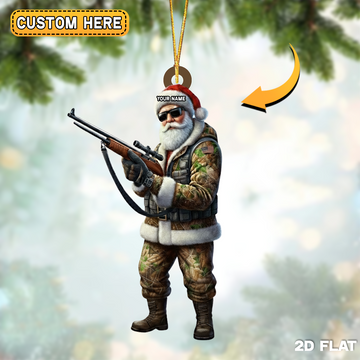 Joycorner Personalized Camo Hunter Santa Ornament