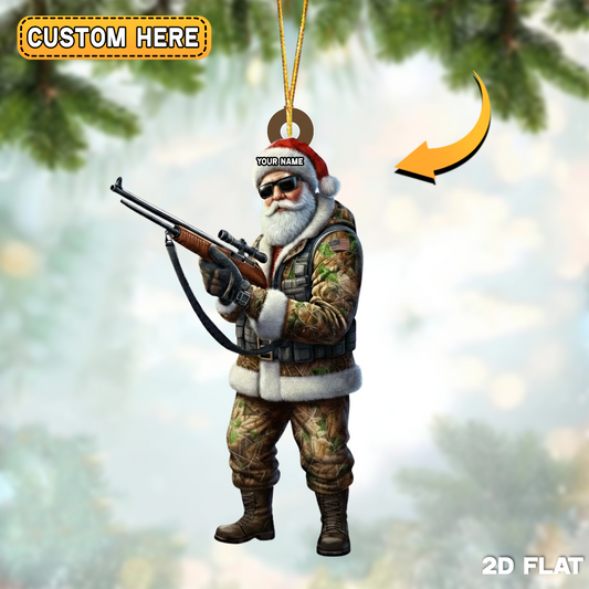 Joycorner Personalized Camo Hunter Santa Ornament