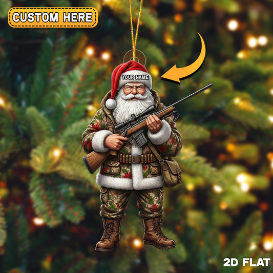 Joycorner Personalized Christmas Hunter Santa Ornament