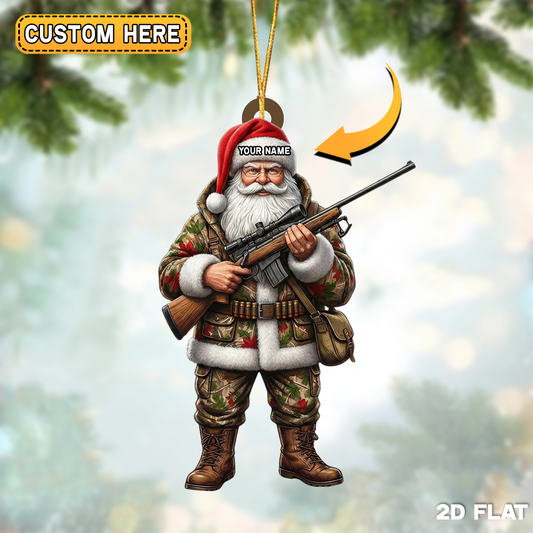 Joycorner Personalized Christmas Hunter Santa Ornament
