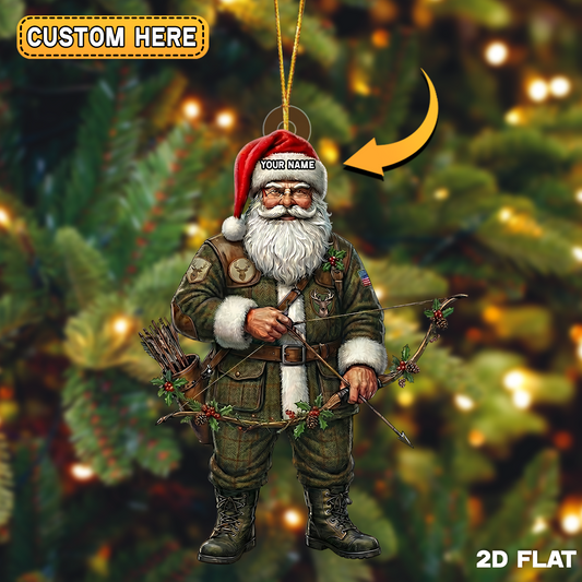 Joycorner Personalized Christmas Bow Hunter Santa Ornament