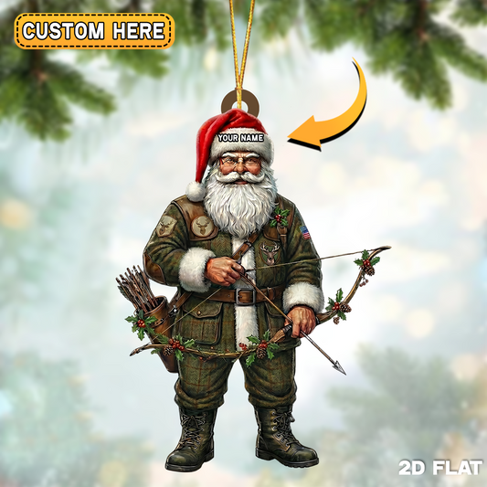 Joycorner Personalized Christmas Bow Hunter Santa Ornament