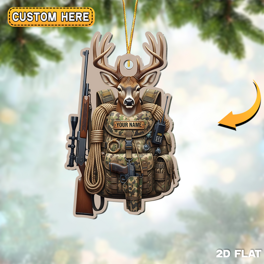 Joycorner Personalized Deer Hunter Backpack Ornament