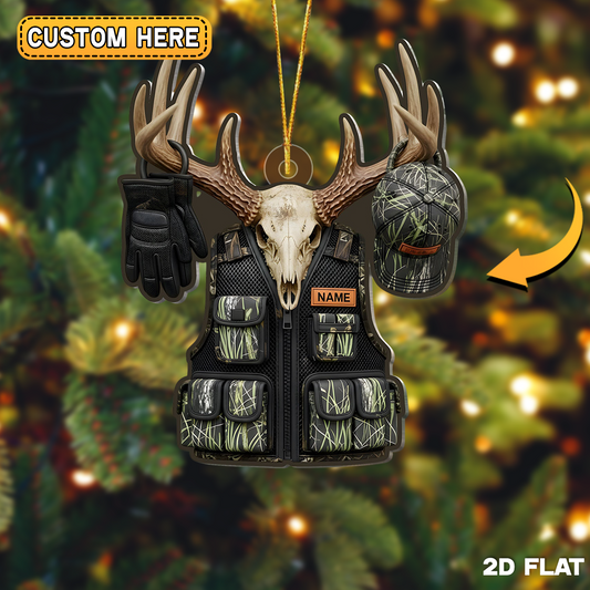 Joycorner Personalized Antler Skull Hunting Vest Ornament