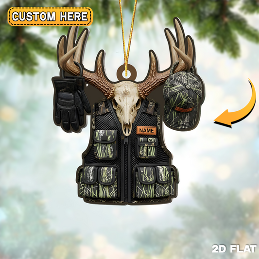 Joycorner Personalized Antler Skull Hunting Vest Ornament