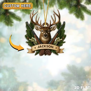 Joycorner Personalized Buck Hunter Crest Ornament