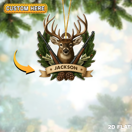 Joycorner Personalized Buck Hunter Crest Ornament