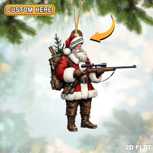 Joycorner Personalized Christmas Hunter Santa Ornament