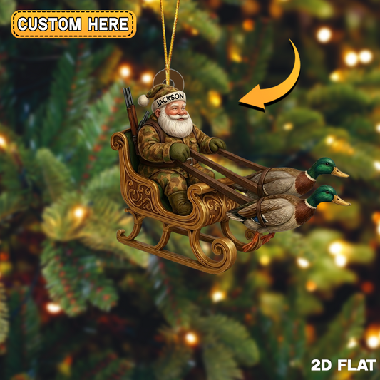 Joycorner Personalized Duck Sleigh Santa Ornament