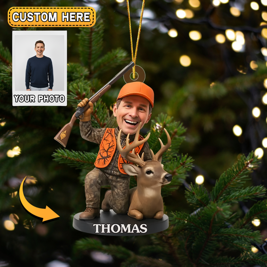 Joycorners Personalized Hunting Christmas Ornament Custom Photo Gift For Hunters Lover