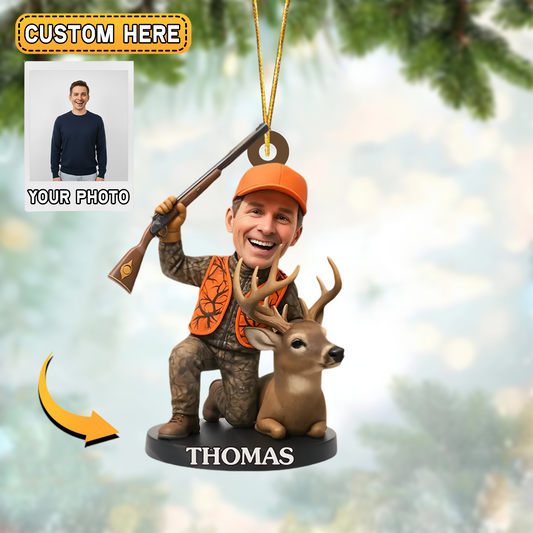 Joycorners Personalized Hunting Christmas Ornament Custom Photo Gift For Hunters Lover