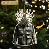 Joycorners Personalized Hunting Jacket With Antler Christmas Ornament