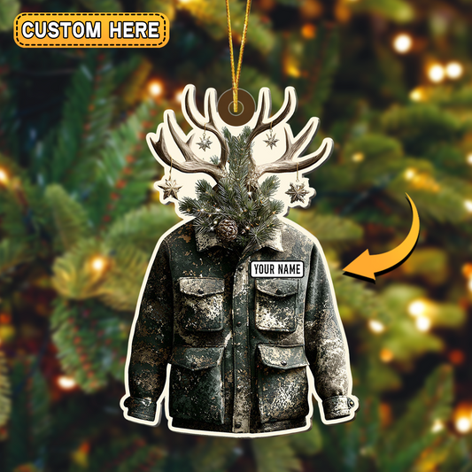 Joycorners Personalized Hunting Jacket With Antler Christmas Ornament