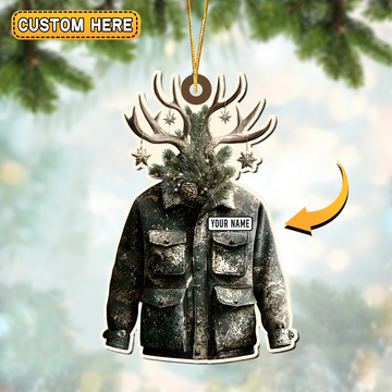 Joycorners Personalized Hunting Jacket With Antler Christmas Ornament