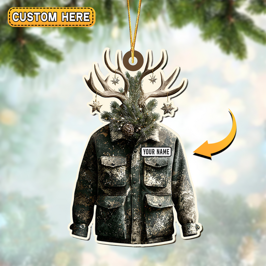 Joycorners Personalized Hunting Jacket With Antler Christmas Ornament