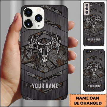 Joycorners Deer Skull Antlers Camo Personalized Name Phone Case
