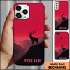 Joycorners Red Mountain Deer Silhouette Personalized Name Phone Case