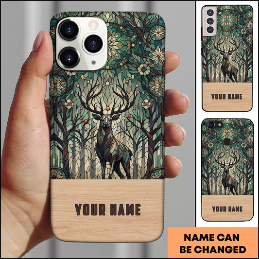 Joycorners Stained Glass Art Deer Personalized Name Phone Case
