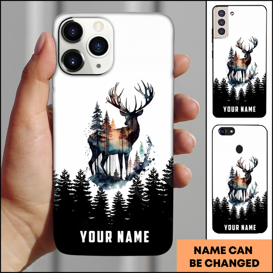 Joycorners Watercolor Forest Deer Personalized Name Phone Case
