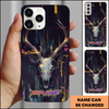 Joycorners Neon Glitch Deer Skull Personalized Name Phone Case