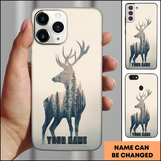Joycorners Double Exposure Forest Deer Personalized Name Phone Case