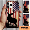 Joycorners American Flag Deer Silhouette Personalized Name Phone Case