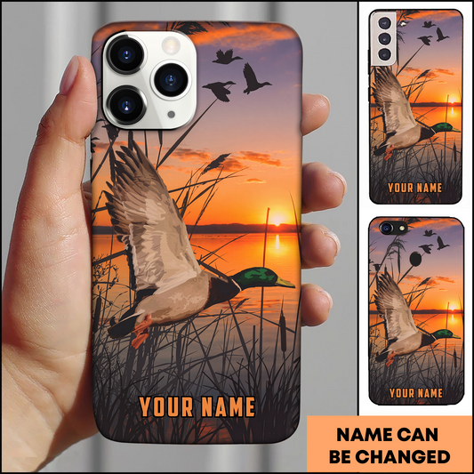 Joycorners Sunset Flying Duck Hunting Personalized Name Phone Case