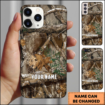 Joycorners Realistic Woodland Camo Personalized Name Phone Case