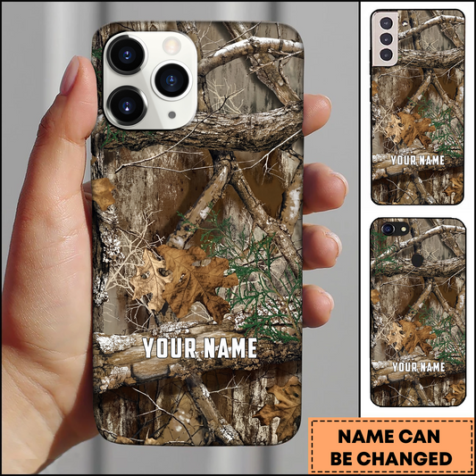 Joycorners Realistic Woodland Camo Personalized Name Phone Case