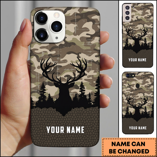 Joycorners Camo Deer Silhouette Forest Personalized Name Phone Case