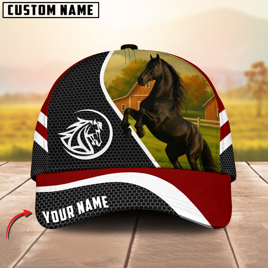 Joycorners Friesian Horse Red Sports Mesh Personalized Name 3D Cap