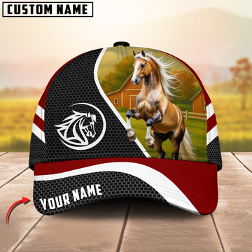 Joycorners Palomino Horse Red Sports Mesh Personalized Name 3D Cap
