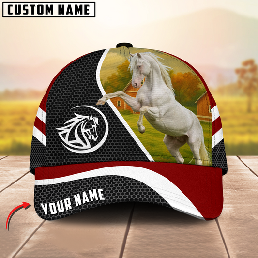 Joycorners Quarter Horse Red Sports Mesh Personalized Name 3D Cap