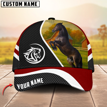 Joycorners Thoroughbred Horse Red Sports Mesh Personalized Name 3D Cap