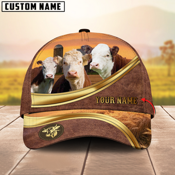 Joycorners Hereford Golden Line Personalized Name 3D Cap