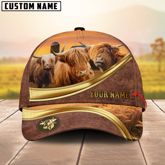 Joycorners Highland Golden Line Personalized Name 3D Cap
