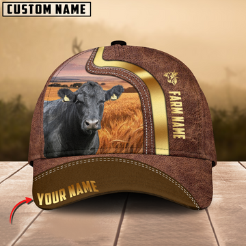 Joycorners Black Angus Golden Field Personalized Name 3D Cap