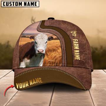 Joycorners Hereford Golden Field Personalized Name 3D Cap