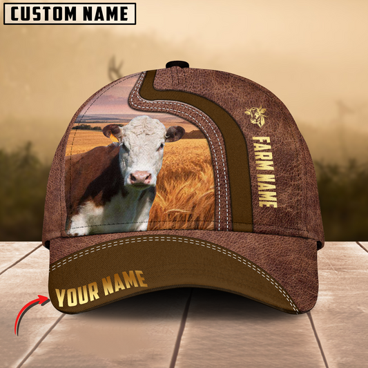 Joycorners Hereford Golden Field Personalized Name 3D Cap