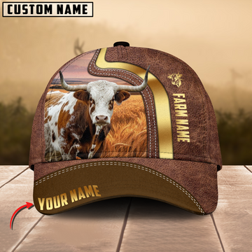 Joycorners Texas Longhorn Golden Field Personalized Name 3D Cap