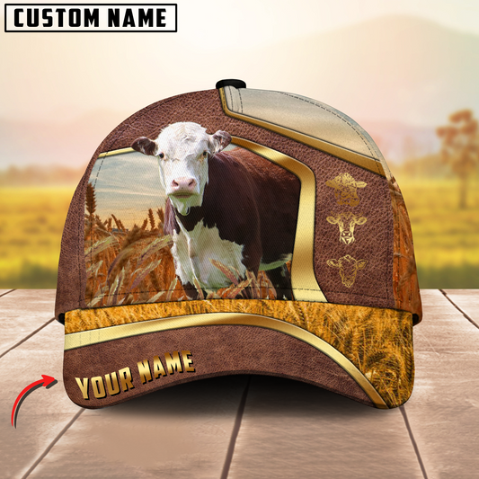 Joycorners Hereford Classic Golden Personalized Name 3D Cap
