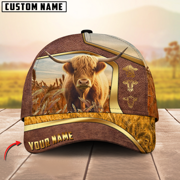 Joycorners Highland Classic Golden Personalized Name 3D Cap