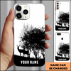 Joycorners Minimalist Black White Deer Silhouette Personalized Name Phone Case