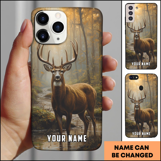Joycorners Autumn Forest Realistic Deer Personalized Name Phone Case