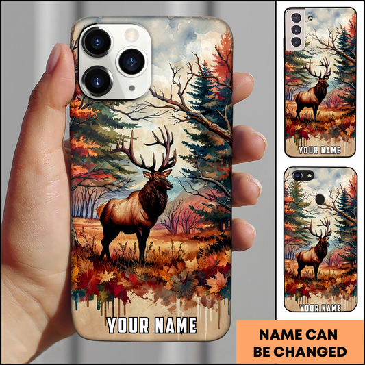 Joycorners Autumn Watercolor Deer Personalized Name Phone Case