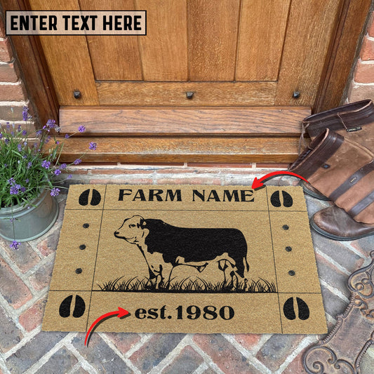 Joycorners Hereford Hoove Custom Farm Name Custom Year Coir Doormat