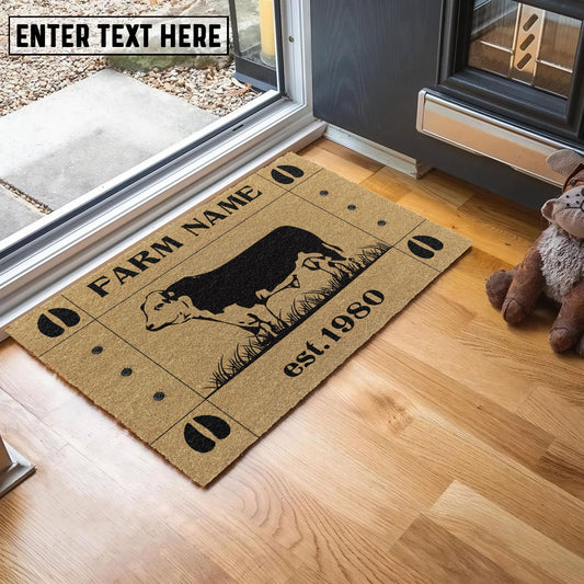 Joycorners Hereford Hoove Custom Farm Name Custom Year Coir Doormat